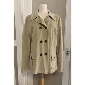 TALBOTS Stretch Cream Cotton Velvet Peacoat sz 18